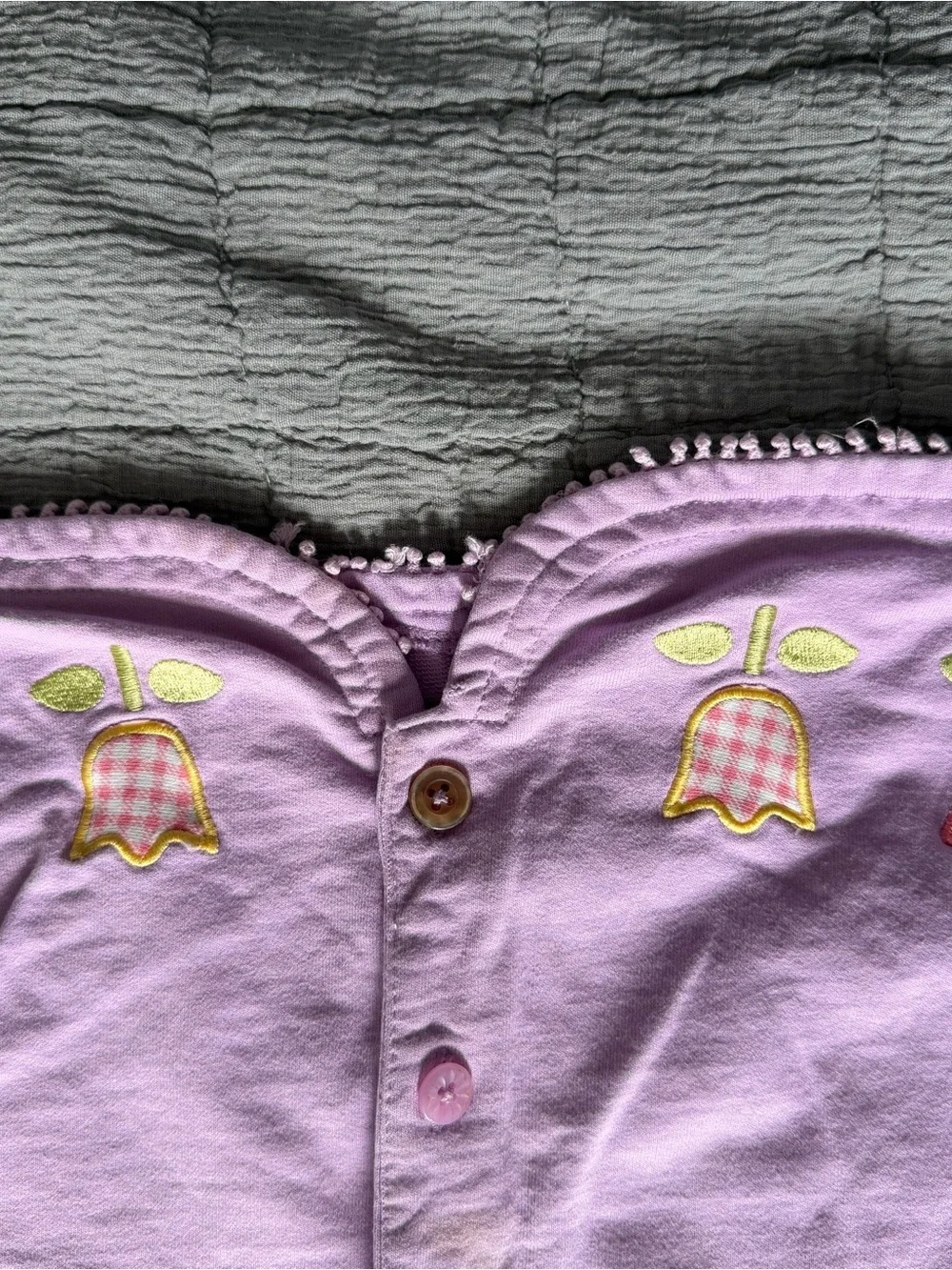 Gymboree Lavender Button-Front Girls' Floral Trim Shirt